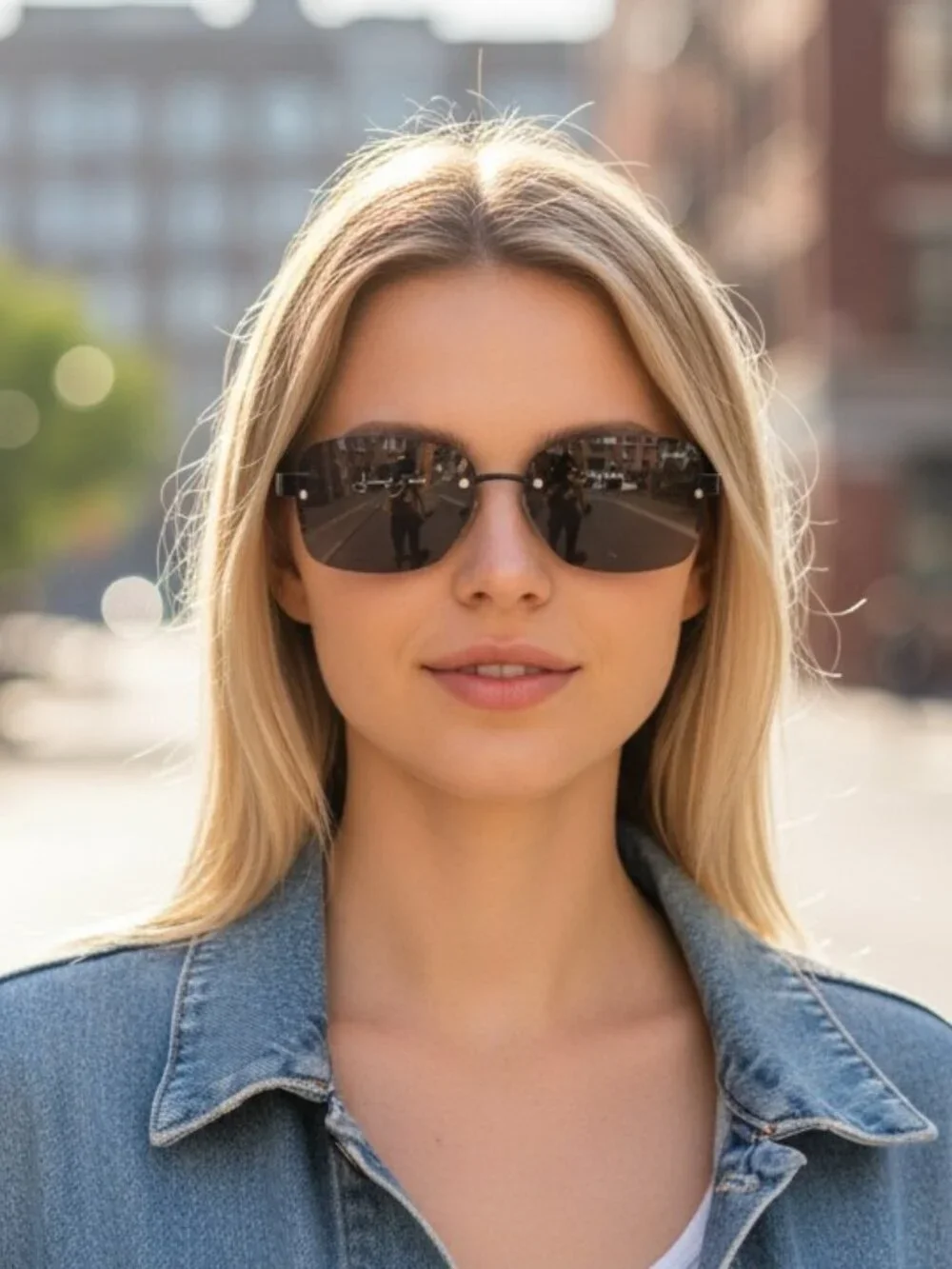 Sean John Rimless Shield Sunglasses Brown Gradient Y2K Wrap Shades SJ803S